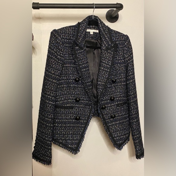 Veronica Beard Navy Cooke Dickey Metallic Lurex Tweed Jacket Blazer - Picture 8 of 11